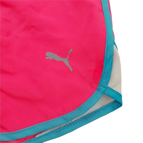 Puma Girls Running Shorts Size Large 12-14 Pink Elastic Waist Drawstring Mesh - Picture 4 of 6